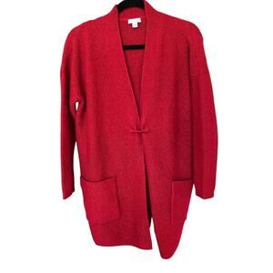 J. Jill Women's Red Marled Long Open Front Cardigan Sweater Size Small